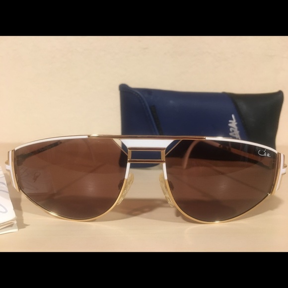 True vintage Cazal sunglasses White and gold tone - Picture 3 of 11